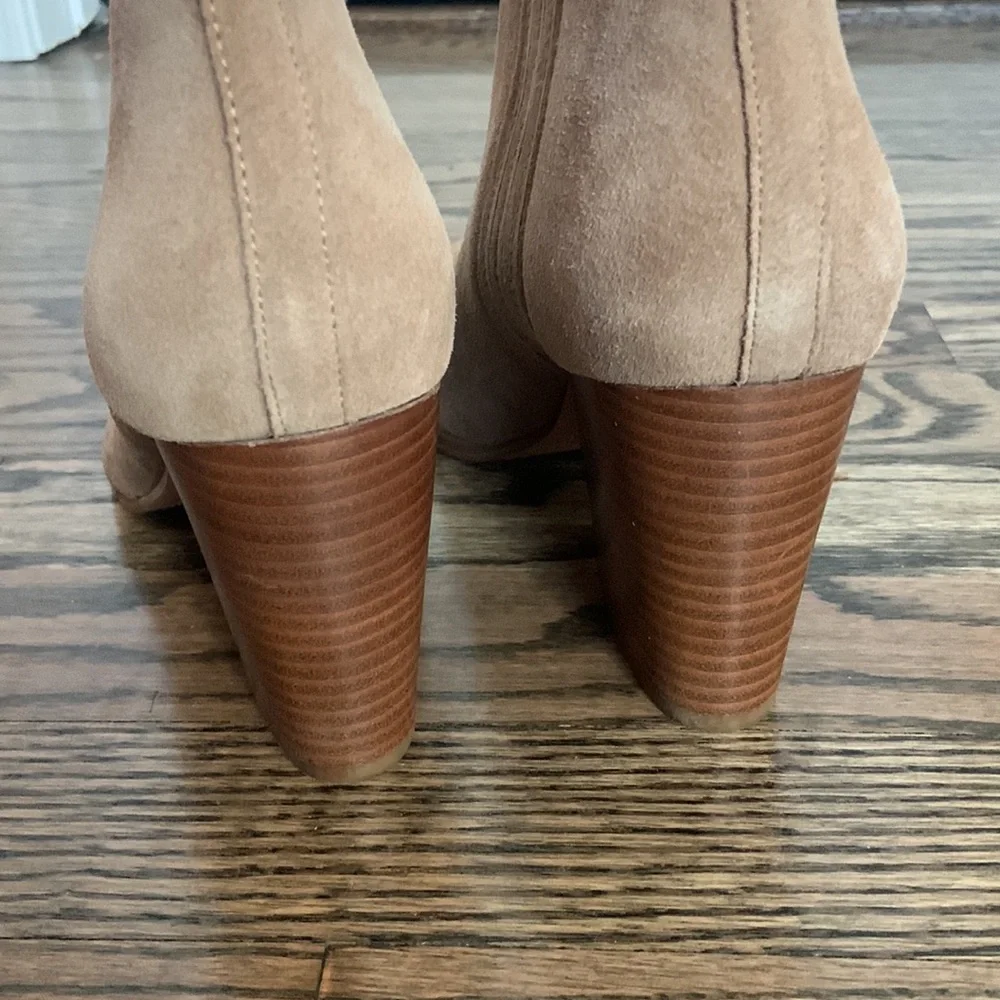 Marc Fisher Tan Suede Western Side Stitched Booties